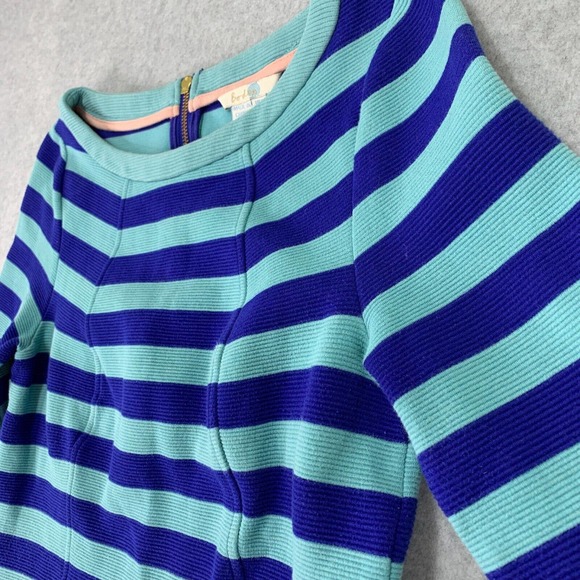 Boden Top Womens 4 Blue Maggie Ottoman 3/4 Sleeve Ribbed Knit Boat Neck Pockets - Picture 3 of 11